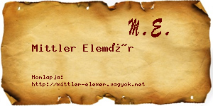 Mittler Elemér névjegykártya